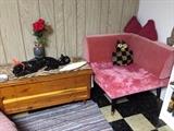 Cedar chest,  great pink velvet corner piece