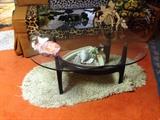 Wonderful glass top kidney shape coffee table