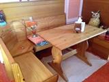 Pine cove bench with table.  Perfect for a smaller kitchen space
