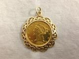 1899 $5, Liberty Head Gold Coin in Bezel