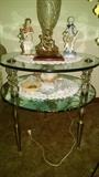 #2 ...Hollywood STYLE MID -CENTURY MODERN GLASS/ MIRROR END TABLE..WITH GOLD