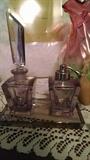 *****PURPLE GLASS***PERFUME BOTTLE SET...VERY HEAVY !!
