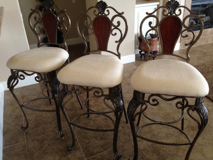 3 wrought iron bar stools