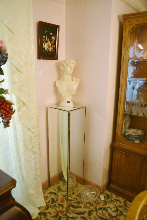 Mirrored Pedestal w/Classical Bust