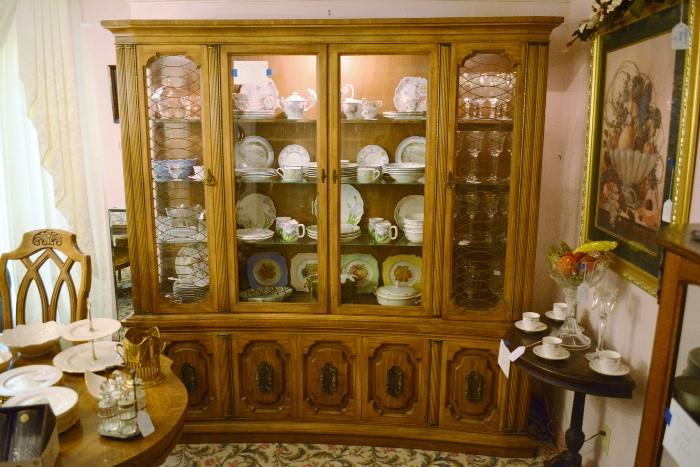 Hollywood Regency Curved Front China Cabinet