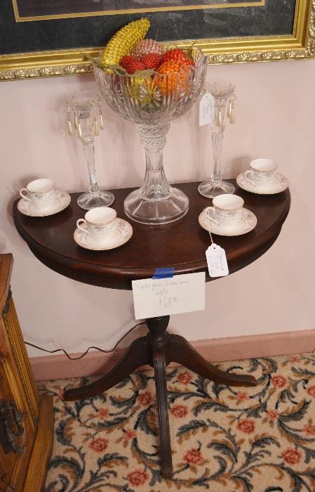 Duncan Phyfe Flip Top Game Table, Large Crystal Compote, Cup and Saucer Set