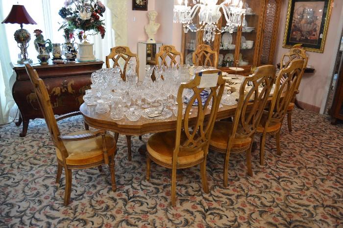 Large French Provincial/Hollywood Regency Table and 8 Chairs