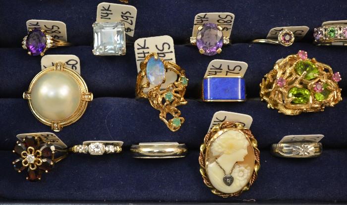 Some of the Many 14K Rings to be Offered