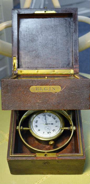 Awesome Antique Elgin Ship's Clock