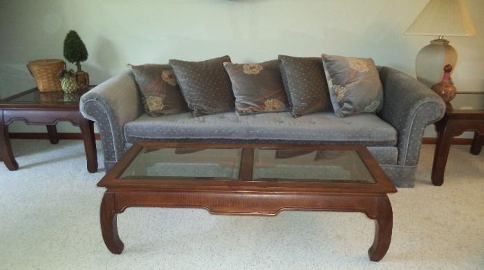 1 of 2 Sofas & Bevel Glass Top Tables