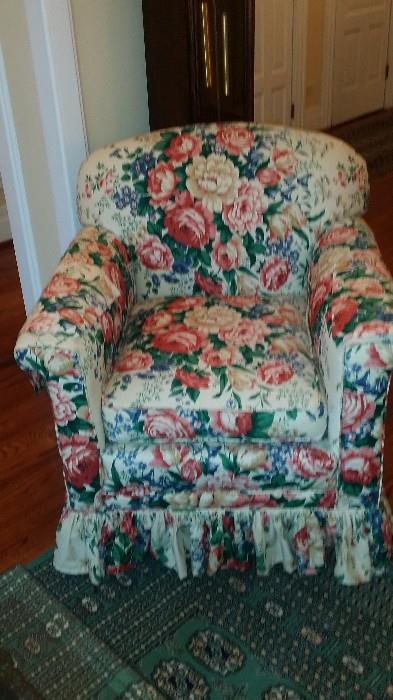 Upholstered floral chair
