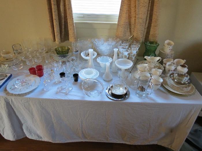 assorted vintage china and glassware