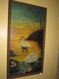 OIL PAINTING ON CANVAS OF SWANS