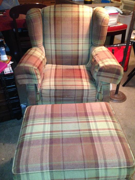 Living room chair and ottoman