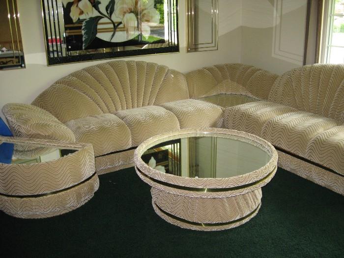 Chome and glass furniture.....The round table SPINS around!!