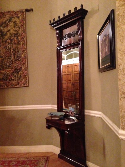 Antique Tall Mahogany Hall Stand