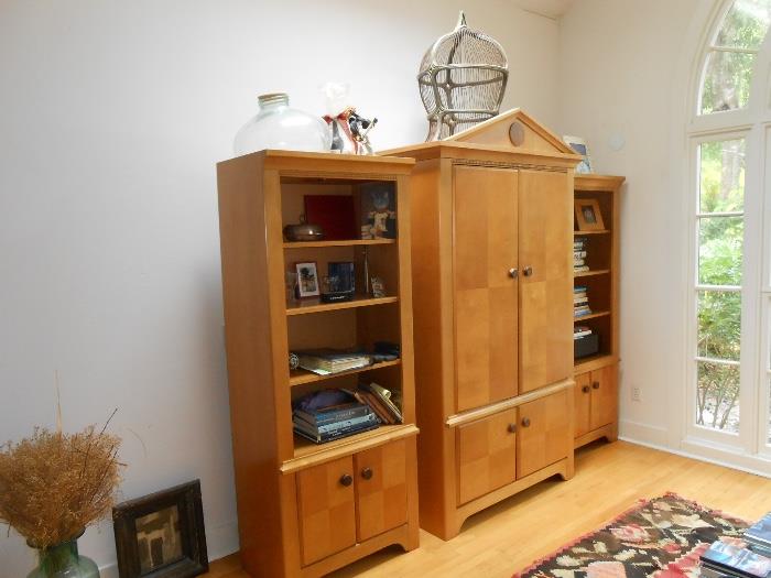 Beautiful single entertainment center or two book cases and an armoire!