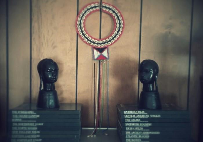 African sculptures and tribal collar