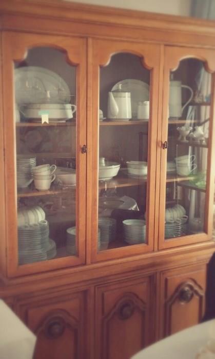 China Cabinet and 12 place settings of china