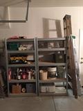 Shelving, tools, ladders