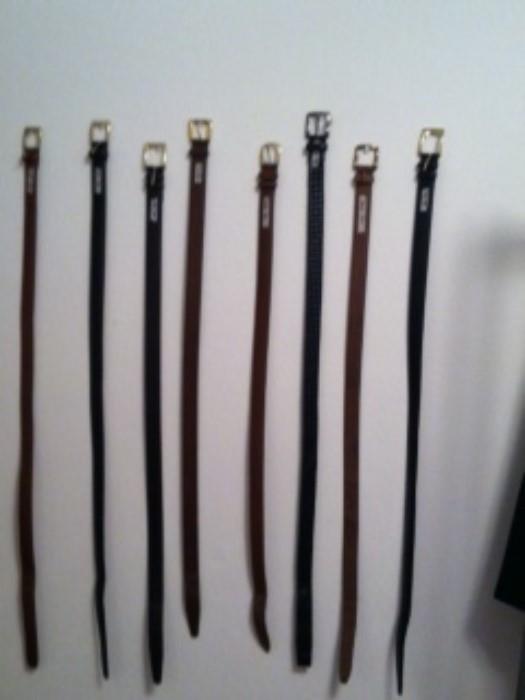 BELTS - SIZES 34 AND 36.  LEATHER.  NAME BRAND - ESCELLENT CONDITION