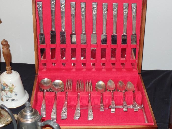Community " Coronation"   flatware, service for 12 and vintage storage chest