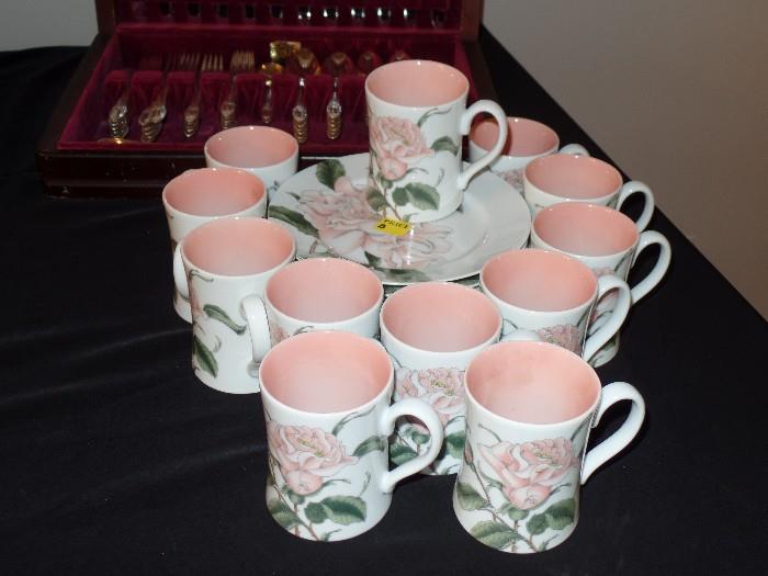 Fritz and Floyd "Summer Rose" pattern 12 of each cups and saucers