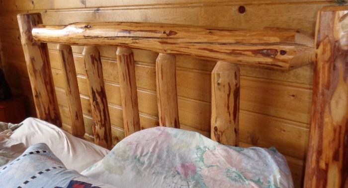 Queen Size knotty pine log bed.