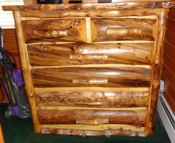 Two Custom made knotty pine log dressers.