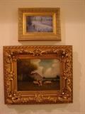 One of two pastoral scenes by J. Davis. Impressionistic style print above