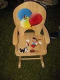 oak child's rocker hand painted by Owosso artist Jackie Bruff