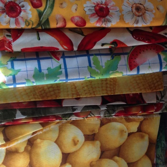 FRUITY SUMMER QUILT FABRIC ...ALONG WITH AN ENTIRE FLOOR OF THE HOUSE FULL OF MATERIAL, NOTIONS, QUILT BOOKS, MAGAZINES!