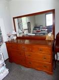 Nice maple dresser with large mirror