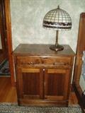Sweet old wash stand and stained glass dome lamp