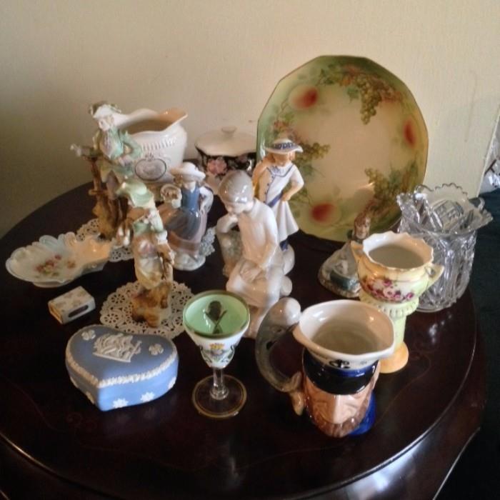 Lladros and some high end porcelain. 