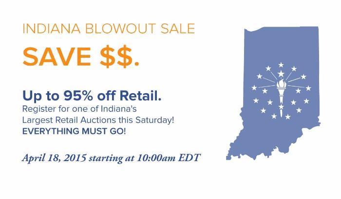 Join us this Saturday for our Indiana Blowout Sale! We'll be auctioning off 500 pallets of liquidated goods and all items must go! For more information: bit.ly/IndyLive_Apr18. Hope to see you there!