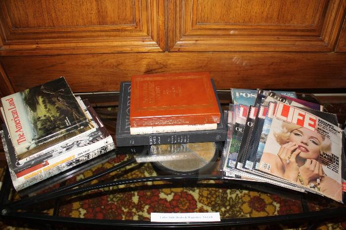 Coffee table books and magazines