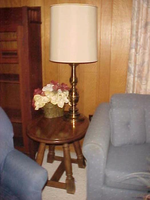 Lamp Table & Brass Lamp