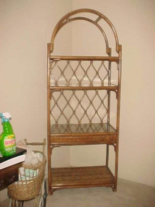 Bamboo Shelving Unit with Glass Shelves