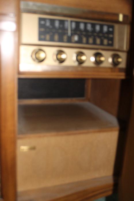 The inside of the stereo cabinet.