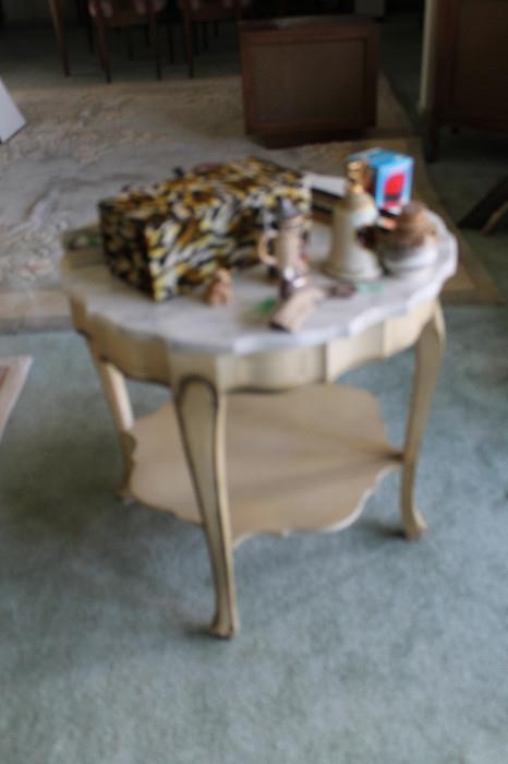 Marble-topped occasional table.