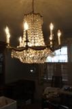 Chandelier. With cleaning, every one of these crystals can be made to sparkle with a full spectrum of light.