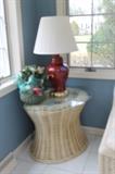 Wicker end table.