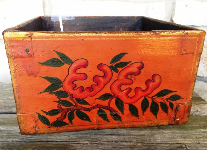 antique painted wood box