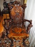 Hand carved captains chair made from black walnut