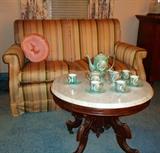 Loveseat, marble top table