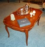 Provencial coffee table, Lenox cigarette set, Waterford