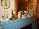 Hand painted vases, various porcelain, anniversary clock