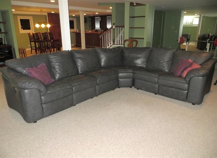 Slate leather sectional (reclines)