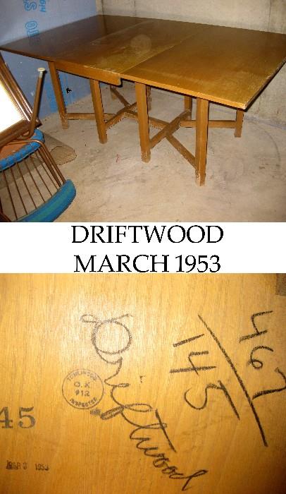DRIFTWOOD fold down table made March 1953